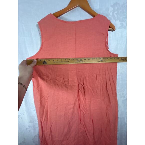 Vintage Dress Set 22W Coral Linen Blend Embroidered Tank Button Up Jacket - Picture 12 of 13